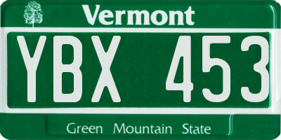 VT license plate YBX453