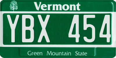 VT license plate YBX454