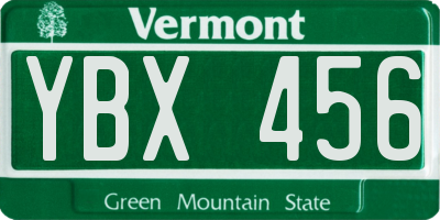 VT license plate YBX456