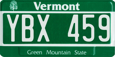 VT license plate YBX459