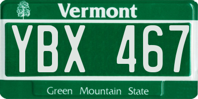 VT license plate YBX467