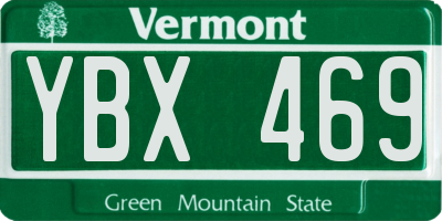 VT license plate YBX469