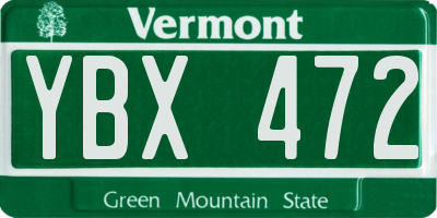 VT license plate YBX472