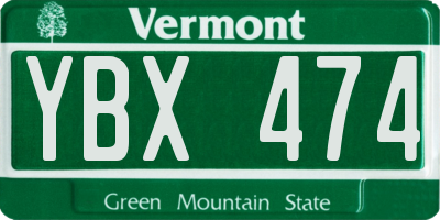 VT license plate YBX474