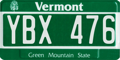 VT license plate YBX476