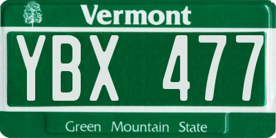 VT license plate YBX477