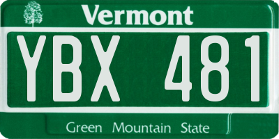 VT license plate YBX481