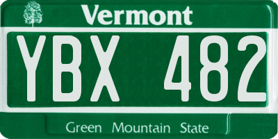 VT license plate YBX482