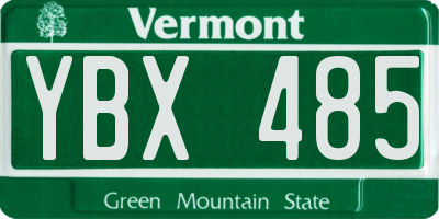 VT license plate YBX485