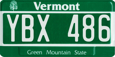 VT license plate YBX486