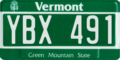 VT license plate YBX491