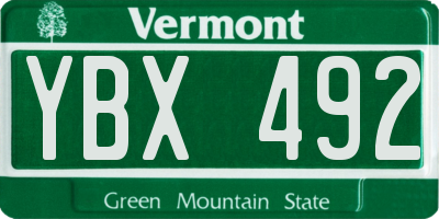 VT license plate YBX492