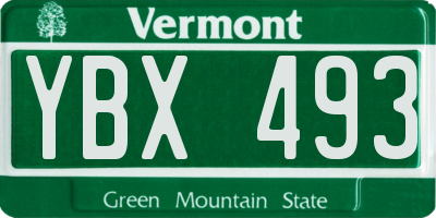 VT license plate YBX493