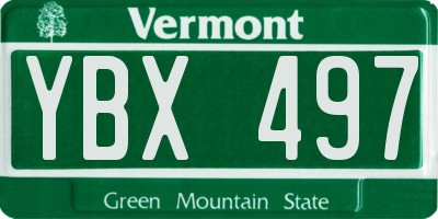 VT license plate YBX497