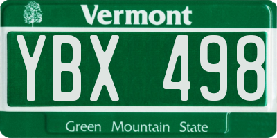 VT license plate YBX498