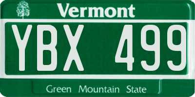 VT license plate YBX499