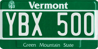 VT license plate YBX500