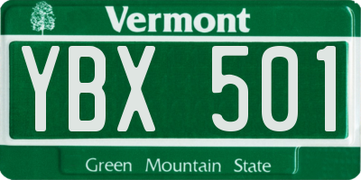 VT license plate YBX501