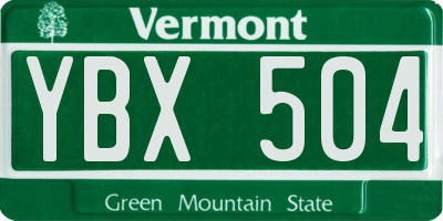 VT license plate YBX504