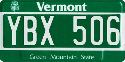 VT license plate YBX506