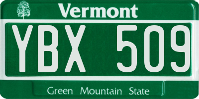 VT license plate YBX509