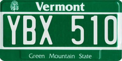 VT license plate YBX510