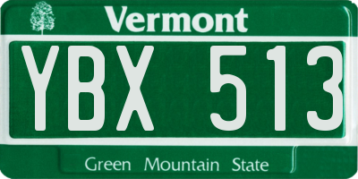 VT license plate YBX513