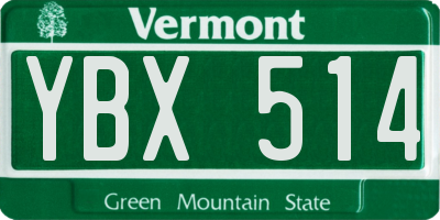 VT license plate YBX514