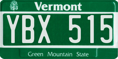 VT license plate YBX515
