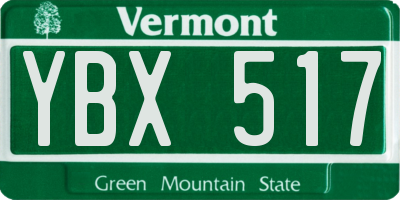 VT license plate YBX517