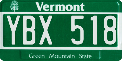VT license plate YBX518