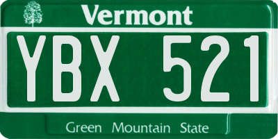 VT license plate YBX521