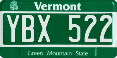 VT license plate YBX522
