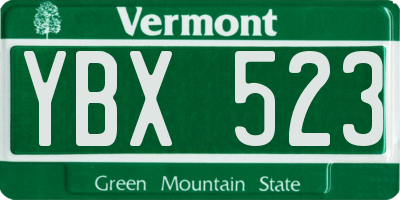 VT license plate YBX523