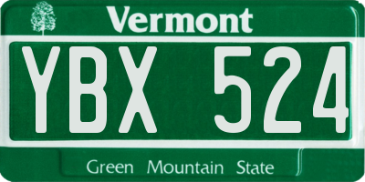 VT license plate YBX524