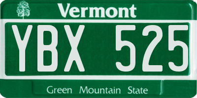 VT license plate YBX525