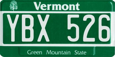 VT license plate YBX526