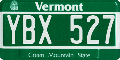 VT license plate YBX527