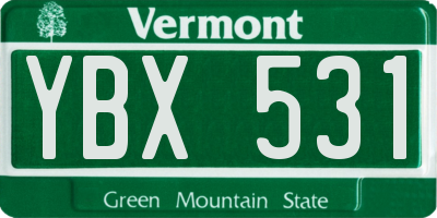 VT license plate YBX531