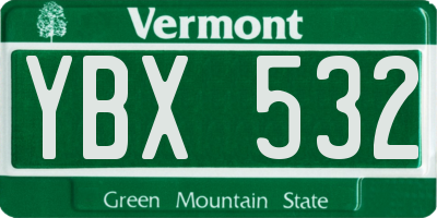 VT license plate YBX532