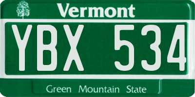 VT license plate YBX534