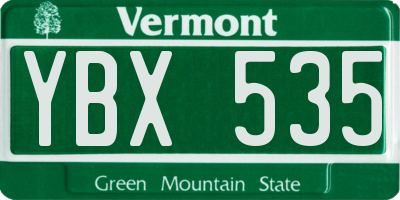 VT license plate YBX535