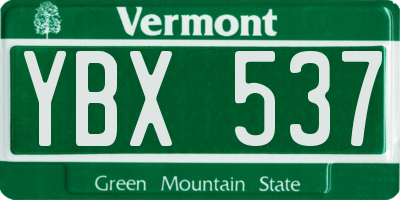 VT license plate YBX537