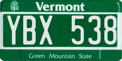 VT license plate YBX538