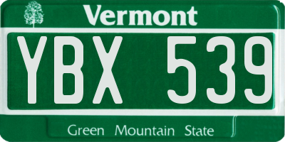 VT license plate YBX539