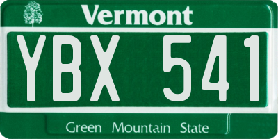 VT license plate YBX541