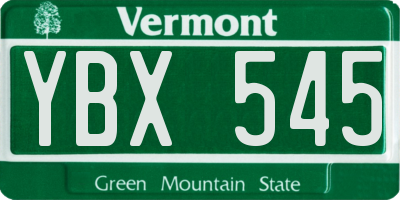 VT license plate YBX545
