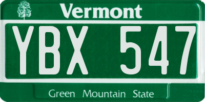 VT license plate YBX547