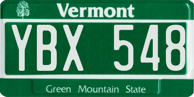 VT license plate YBX548