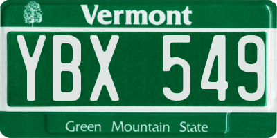 VT license plate YBX549